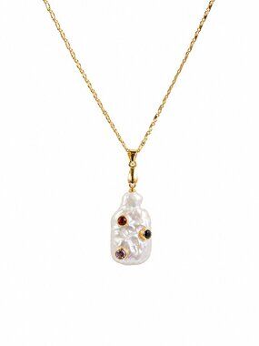 New Handmade Gemstone Jewelry Baroque Pearl Necklace Gold Ruby Amethyst Sapphire